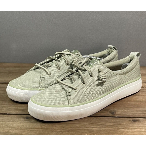 Sperry Women's Crest Vibe Baja Sneakers Size 9 Light Green Canvas - Picture 5 of 15